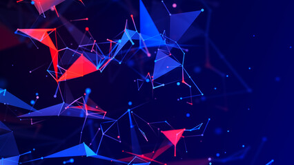 Wall Mural - color animated polygonal space. futuristic background with dots and lines. structure of connection p