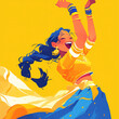 Joyful South Asian Dancer Celebrating in Vibrant Traditional Attire