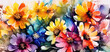 Bright painted flowers background. Generative AI