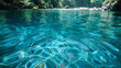 Closeup of rippling reflections on a crystal clear lake with swirls of blue and green dancing across the waters surface.