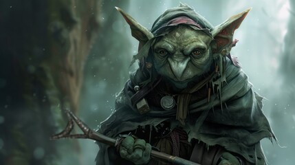 Canvas Print - goblin character in the forest illustration.
