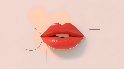 Wall Mural - A minimalist graphic design of abstract lips with clean lines and a limited color palette, emphasizing simplicity and elegance. 