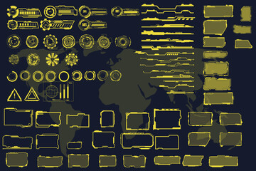 Wall Mural - Sci Fi HUD modern futuristic  interface HUD elements set pack. User Interface, frame screens. Callouts titles, FUI circle set, Loading bars. Dashboard reality technology screen. Vector