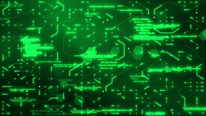 Wall Mural - green circuitry matrix: futuristic tech animation with digital lines, neon glow, and artificial inte
