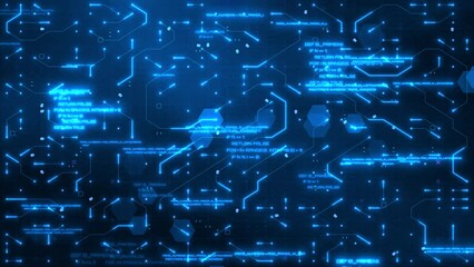 Wall Mural - blue circuitry matrix: futuristic tech animation with digital lines, neon glow, and artificial intel