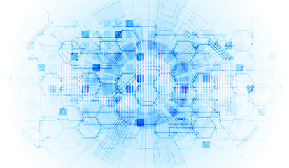 Scientific and technological concept with the use of technical elements formed in the shape of a circle.