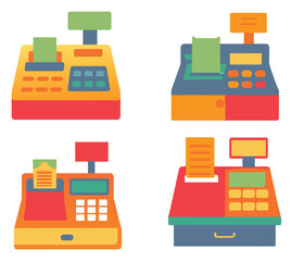 Wall Mural - Set of flat cash register vector illustration.