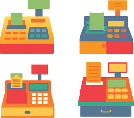 Wall Mural - Set of flat cash register vector illustration.