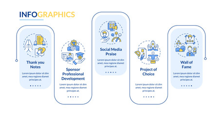 Wall Mural - employee acknowledgement blue rectangle infographic template. data visualization with 5 steps. edita