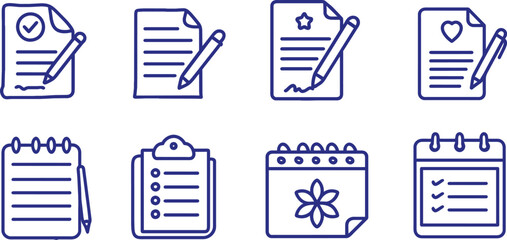 Canvas Print - Set of business document icons. Outline icons with editable stroke collection.