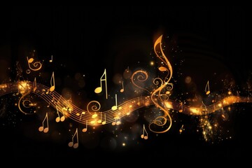 Wall Mural - blurred abstract background christmas light with music note bokeh