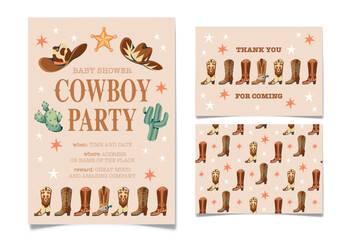 Wild west Birthday party invitation template.