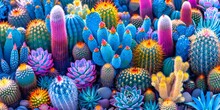 Vibrant Cacti Creating A Unique And Colorful Abstract Display Nature Background. Concept Nature Photography, Cactus Blooms, Abstract Background, Vibrant Colors, Unique Displays