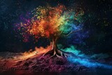 Fototapeta  - Colorful Tree Roots in a Rainbow-Colored World Generative AI