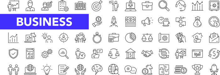 Poster - Business and finance icon set with editable stroke. Money and business thin line icon collection. Vector illustration