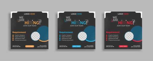 Wall Mural - We are hiring job vacancy social media post or square web banner template vector design	
