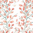 Seamless pattern showcasing a radiant red and orangeade desert flower bloom, ideal for a vibrant and trendy fabric or wallpaper design.