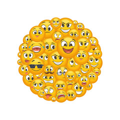 Sticker - Emoticons.circle shape with funny faces of different emotions