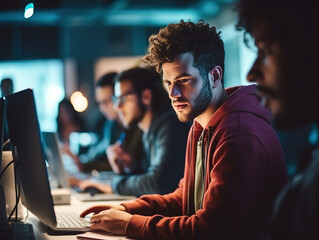 programmer working in a software develop company office.