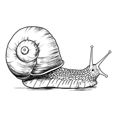 Silhouette of snail, vector illustration.