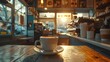 A Cozy Coffee Cafe at Sunset in the Style of Unreal Engine