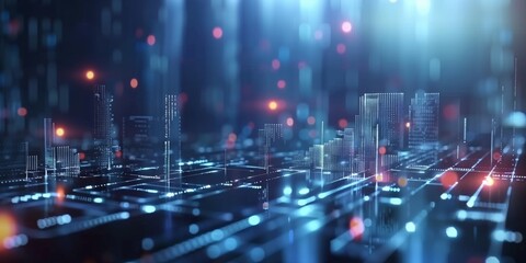 Wall Mural - digital abstract representation of a finance and investment concept, with glowing graphs and charts 