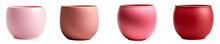 Set Of Modern Clay Or Ceramic Pot Or Vase, Red ,pink And Cream. . Isolated On Transparent Background . PNG, Cutout, Or Clipping Path.	
