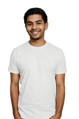 Wall Mural - Hispanic man wearing casual clothes, smiling and looking at the camera, isolated, transparent background, no background. PNG.