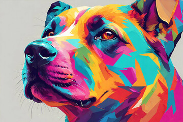Wall Mural - colorful dog head with cool pop art style backround
