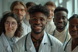 Fototapeta  - Portrait of happy multiracial medical students