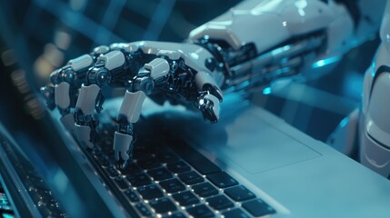 Wall Mural - man using laptop for searching of technology smart open ai or artificial intelligence using an artif