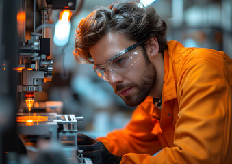 Wall Mural - Mechanic engineer in the technology factory. Technician service in maintenance.