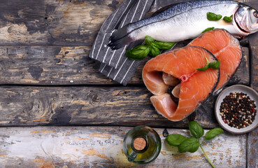 Wall Mural - fresh raw red fish salmon trout for healthy eating