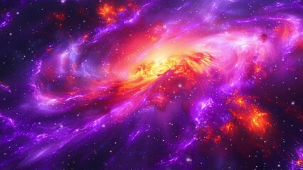 Wall Mural - Animation of purple galaxy space nebula towards bright light loop background