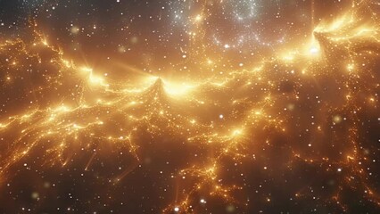 Wall Mural - Animation of golden galaxy space nebula towards bright light loop seamless background