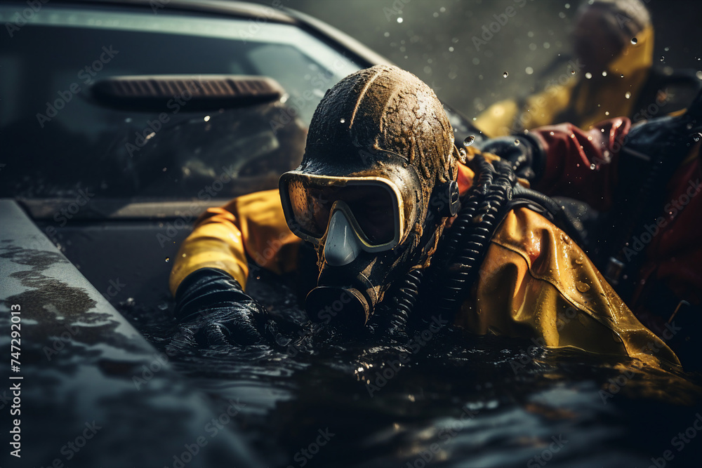 Foto de Stock Search and rescue team extricating a person from a ...