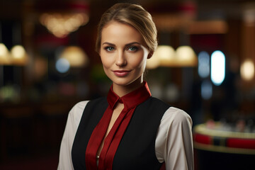 Luxurious restaurant casino las vegas vip night Generative AI poker slots cards roulette players gamers.