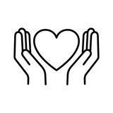 Fototapeta Dinusie - Heart palms icon. Heart saving hands love charity. Healthcare hands holding heart