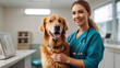 © triocean - Cute dog at vet station. Veterinary clinic concept. Services of a doctor for animals, health and treatment of pets.