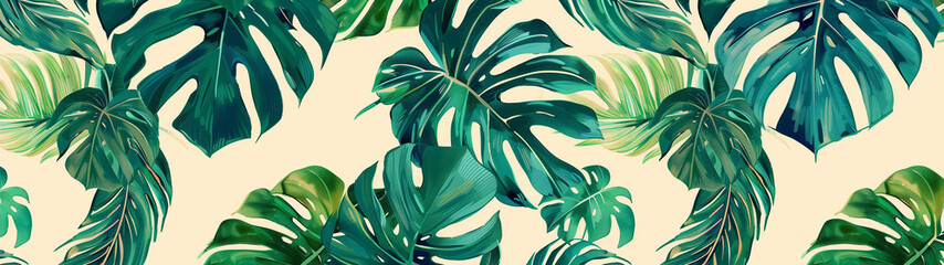 Poster - Lush Green Tropical Leaf Pattern