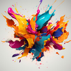 Canvas Print - Abstract composition of colorful paint splatters.