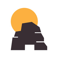 Sticker - rock hill sunset icon logo vector