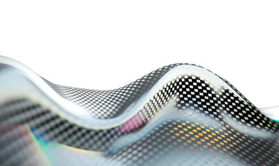 Wall Mural - Silver, holographic wave. Isolated on a transparent background.