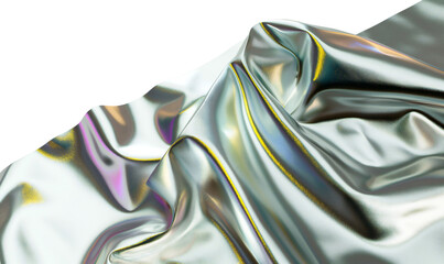 Wall Mural - Liquid Chromatic Holographic Texture, Wrinkled Foil Background. Trendy texture with polarization effect and colorful neon holographic stains. 