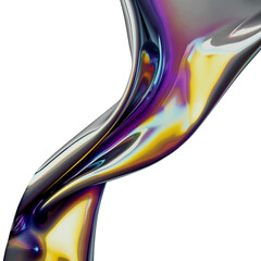 Wall Mural - Streamline design element, abstract pipe shaped wave. Prismatic, Chromatic, Holographic, Aesthetic, Neon. Isolated on a transparent background.
