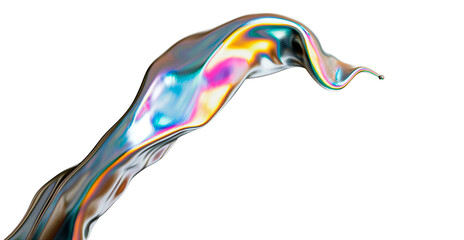 Wall Mural - Abstract colorful gradient wave, chromatic dispersion and thin film spectral effect. Isolated on a transparent background.