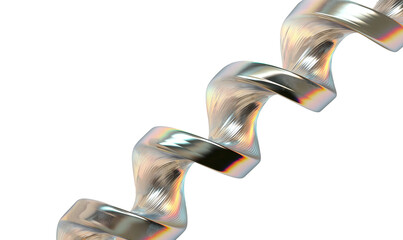 Wall Mural - Abstract glass geometric composition, iridescent holographic crystal with gradient texture in motion. Spiral twisted fluid form.