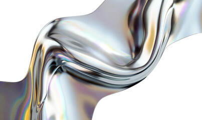 Wall Mural - Trippy and distorted image with light diffraction effect. Wave of liquid metal. Isolated on a transparent background.