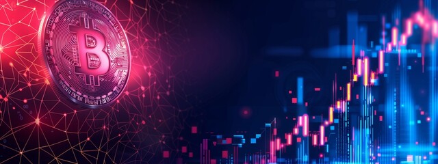 Wall Mural - modern minimal simple vectorized bitcoin background for powerpoint of artificial intelligence, crypt