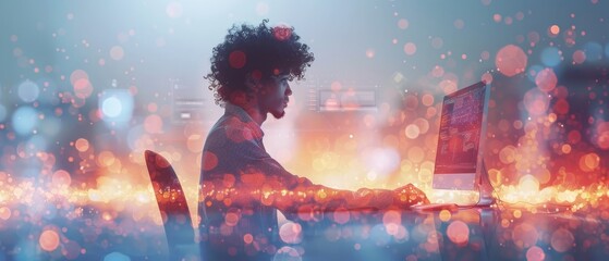Leinwandbilder - With ChatGPT you can chat with AI, Artificial Intelligence. A man is using technology smart robot AI, artificial intelligence by entering commands, Futuristic technology transformation......